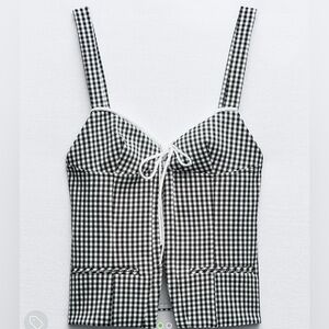 Zara Black and White Checkered Top